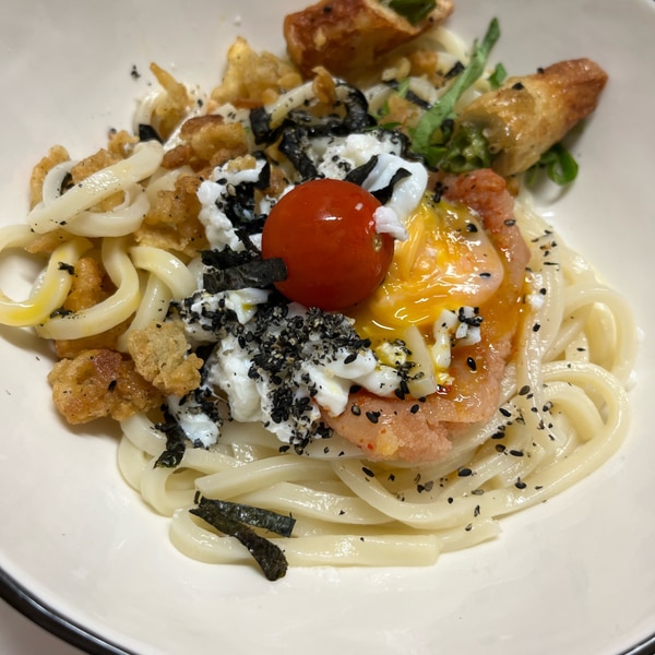 丸亀製麺風 明太釜玉うどんの簡単レシピ