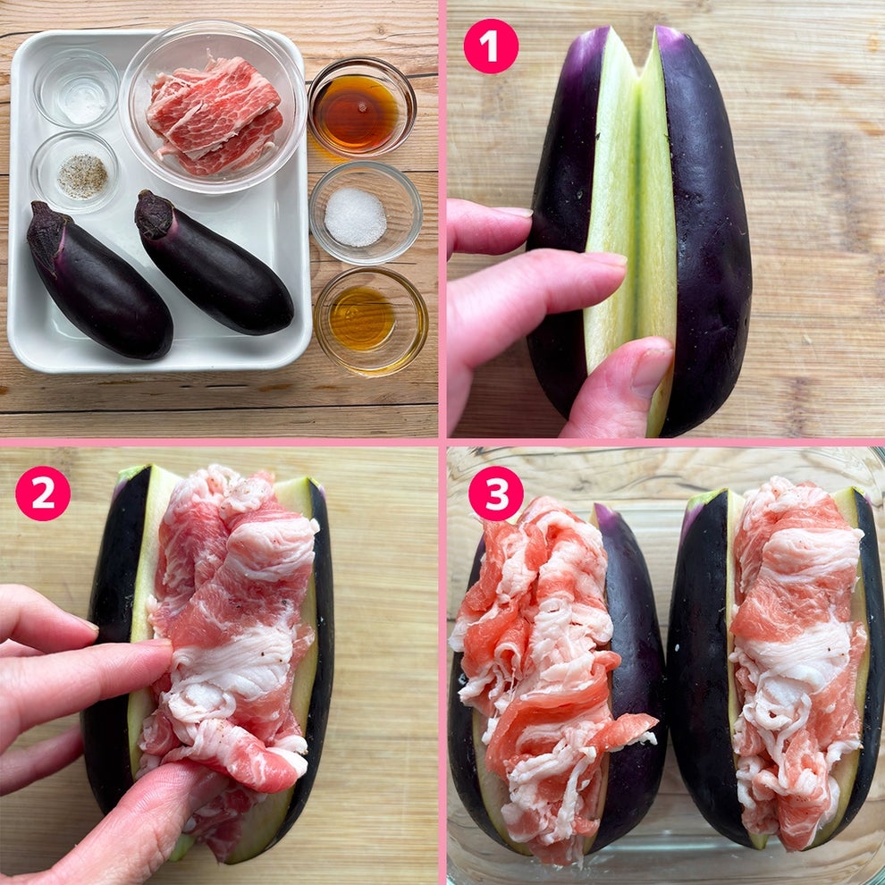 「なすと豚バラのポン酢だれ」レシピ