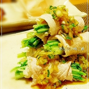 水菜と鶏ササミの胡麻酢だれ和え