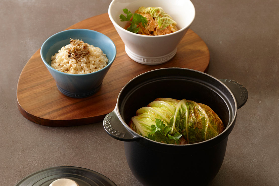 ル・クルーゼできのこの玄米リゾットコックしろのおうちで簡単ビストロレシピ