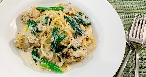 かきののりクリームスープパスタ