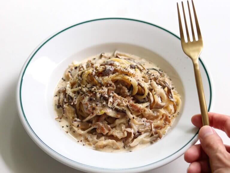 和風クリームパスタ – おいしいノンオイル リケンのノンオイル理研ビタミン