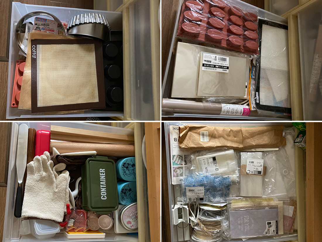 あふれる型、道具、粉 すっきり片づけたい 収納のお悩み解決法お菓子・パン材料・ラッピングの通販 cotta＊コッタ