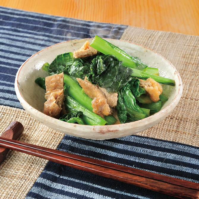 めんつゆで作る♡小松菜と油揚げの炒め物
