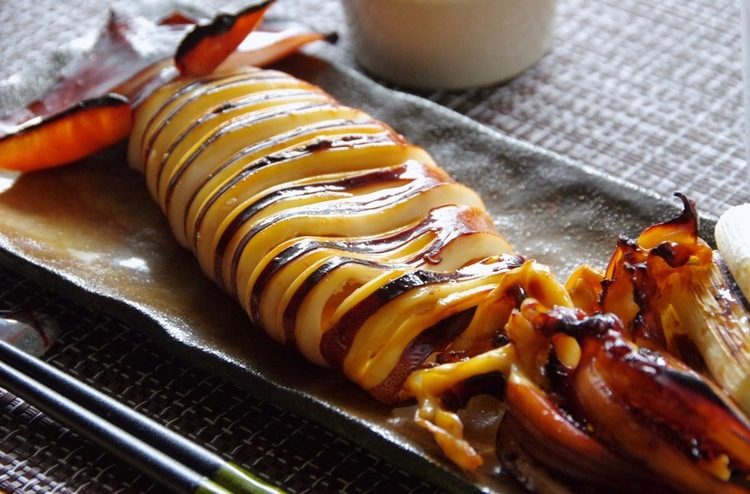 焼きたて!アツアツがうまい!いか焼 屋台のれん 販促横幕W1800×H600mm2857- 販促用品通販のサインモール