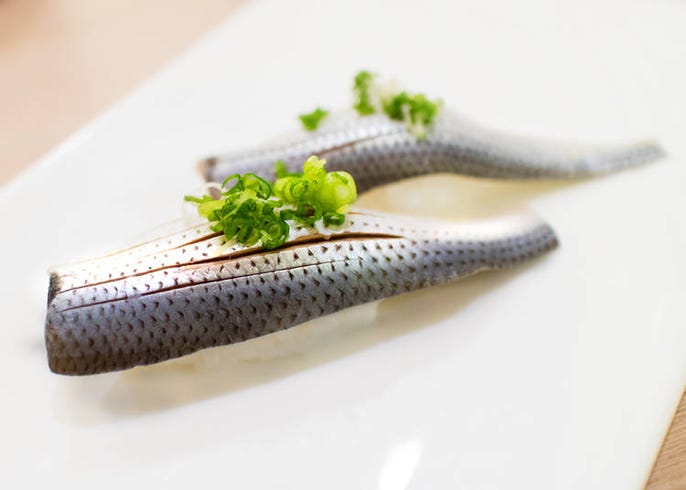 アジ 心に刻め。回転寿司光り物。noboriko