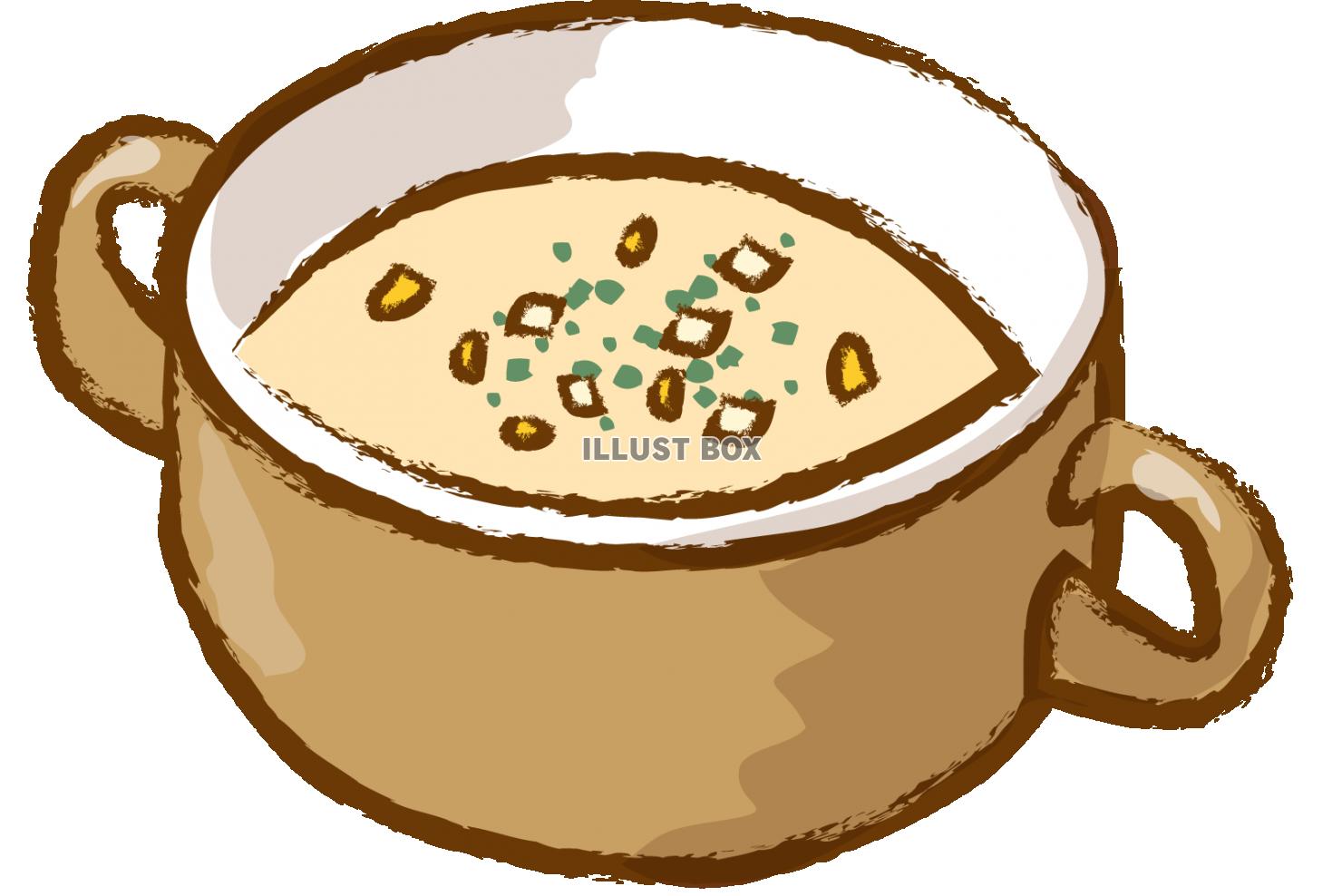スープカップに注がれたコーンスープの無料ベクターイラスト素材 - PICaboo!ピカブー！無料ベクターイラスト素材