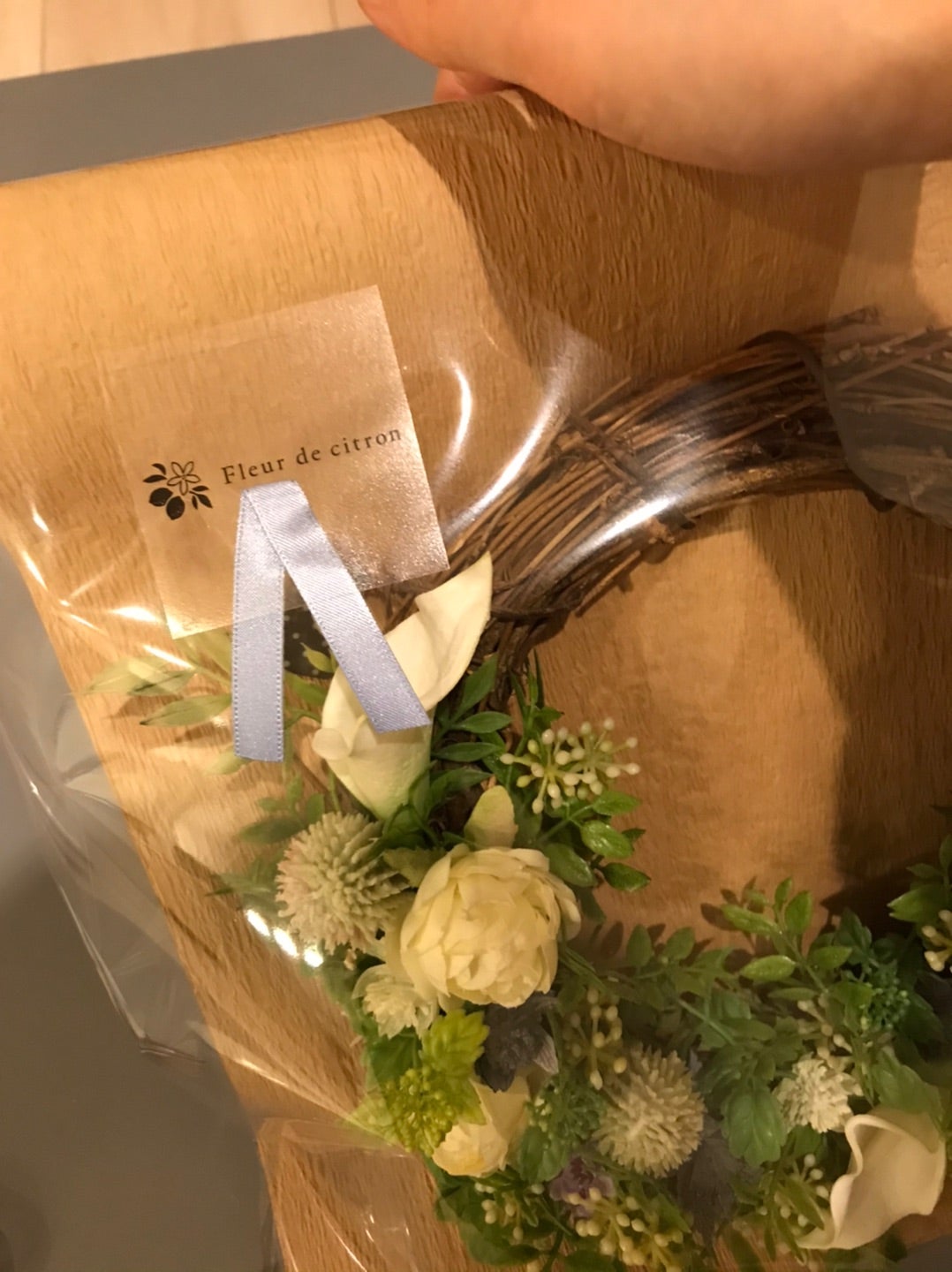 ポポラスベリーと小花のハーフリース* *ラッピング無料 ナチュラル 夏 一点物 ポポ