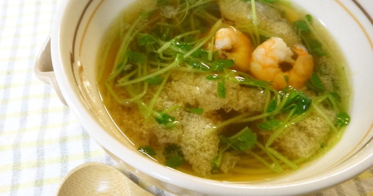 豆苗シャキッ！玉子と豆苗の中華スープ♡