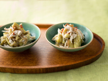 なすとささ身のレンジ蒸し二杯酢かけ