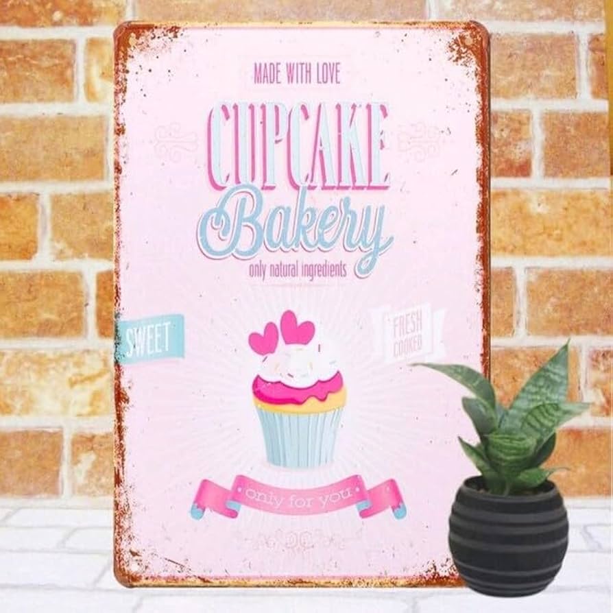 Amazon.co.jp: カップケーキアートケーキポスター パステルポスター クリームウォールアート カップケーキポスター ファームハウス ガーデンホーム キッチン 壁装飾 レトロ 金属装飾 ポスター サイン ファッショナブルな装飾 庭 ブリキ看板 30.5x40.6 cm : ホーム＆キッチン
