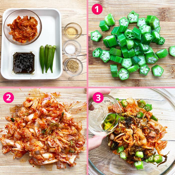 オクラの醤油キムチかごよんフライデ