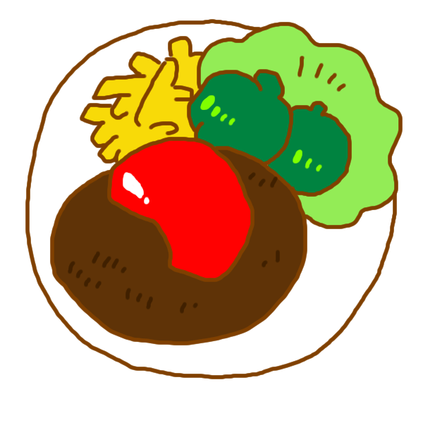 鉄板焼きハンバーグイラストのフリー素材イラストイメージ