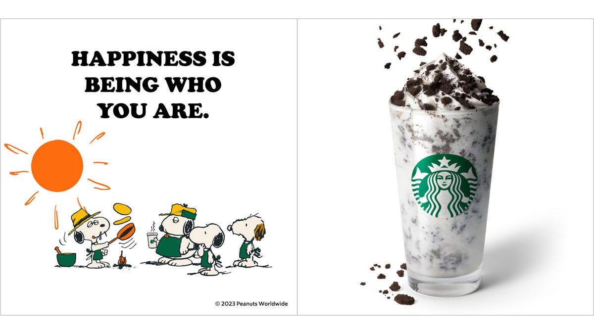 スタバでスヌーピーやチャーリー・ブラウンをイメージした「スヌーピー バニラ クリーム フラペチーノ with クラッシュクッキー」などスタバ×PEANUTSコラボ3種を飲んでみた- GIGAZINE
