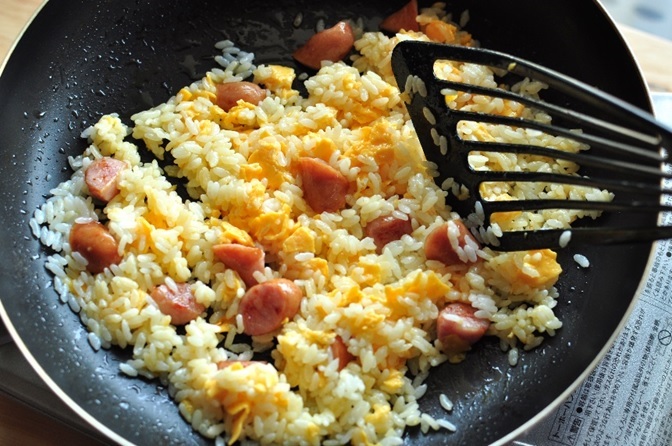 ウインナーと小ねぎの卵炒飯