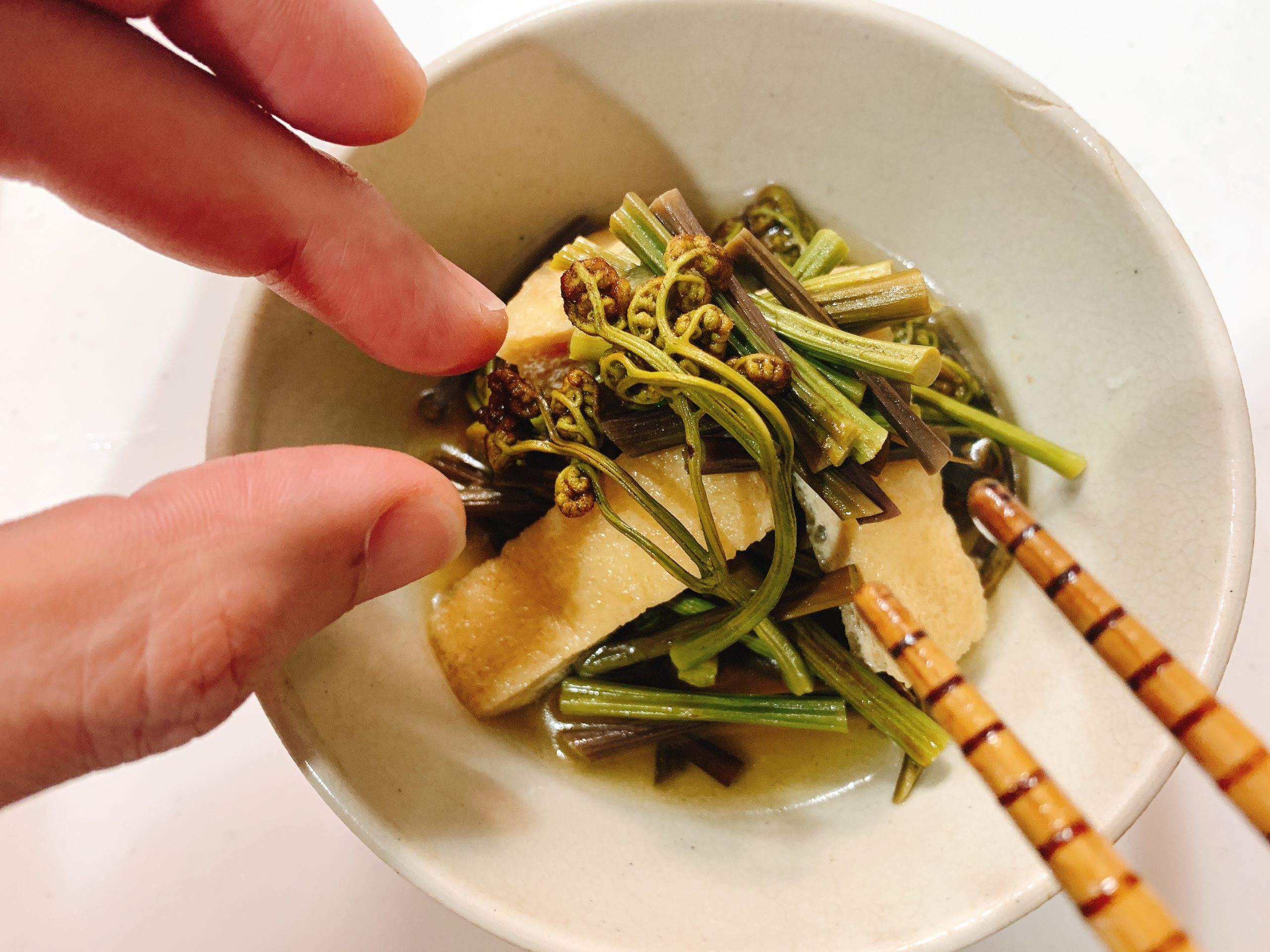 わらびと油揚げの煮物♪