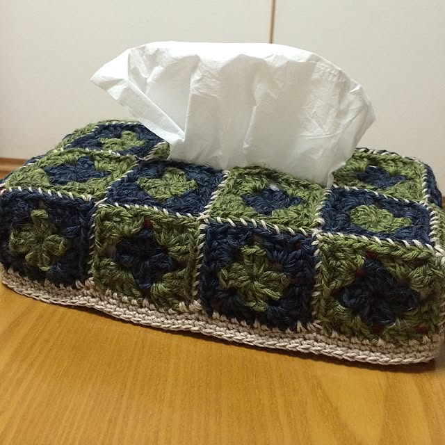かぎ針編み ソフトティッシュカバー松編み こま編み・くさり編み・長編み 飾り編み吊り下げにもCrochet