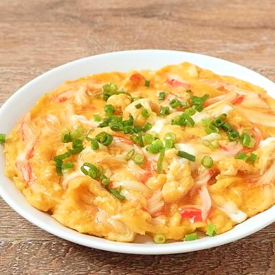 ちょいテクでしま模様？カニ玉風卵焼き