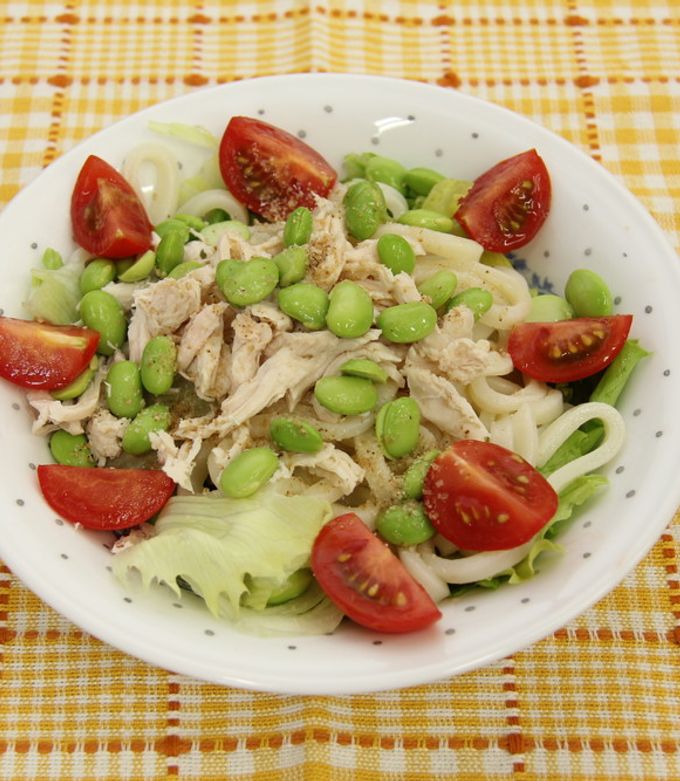 鶏ささみとオクラの冷たい明太クリームうどん 豆乳使用の人気レシピ・つくり方 公式 明太子_やまやコミュニケーションズ