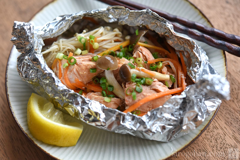 鮭のガーリックチーズホイル焼き簡単トースター