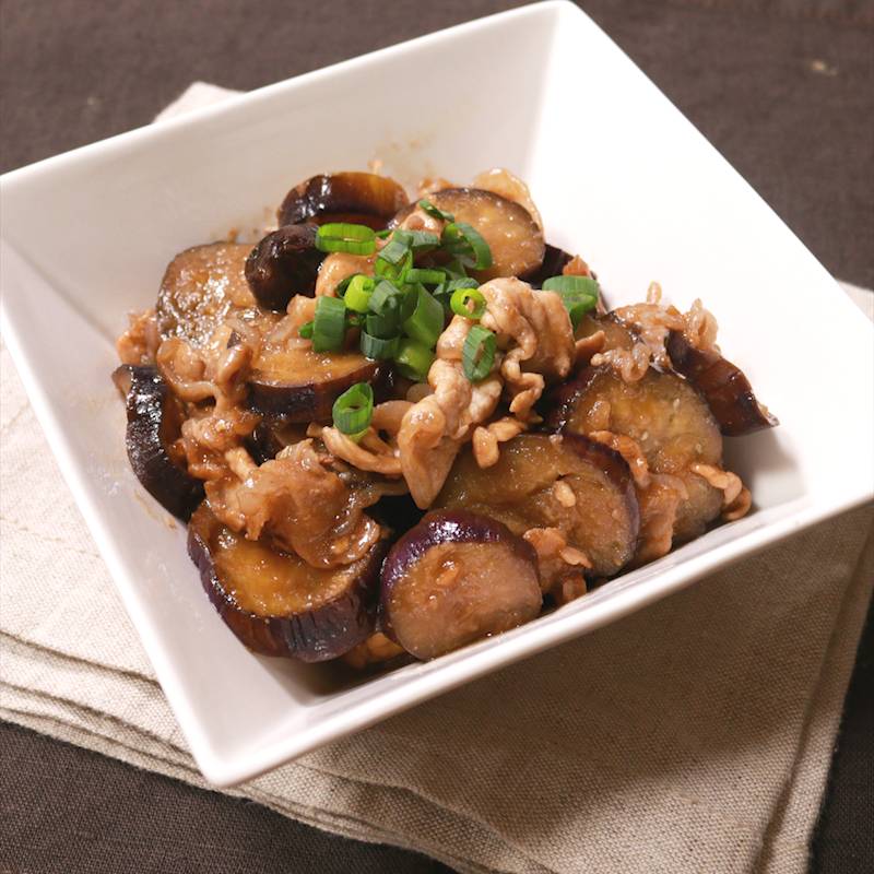 「なすと豚バラのポン酢だれ」レシピ