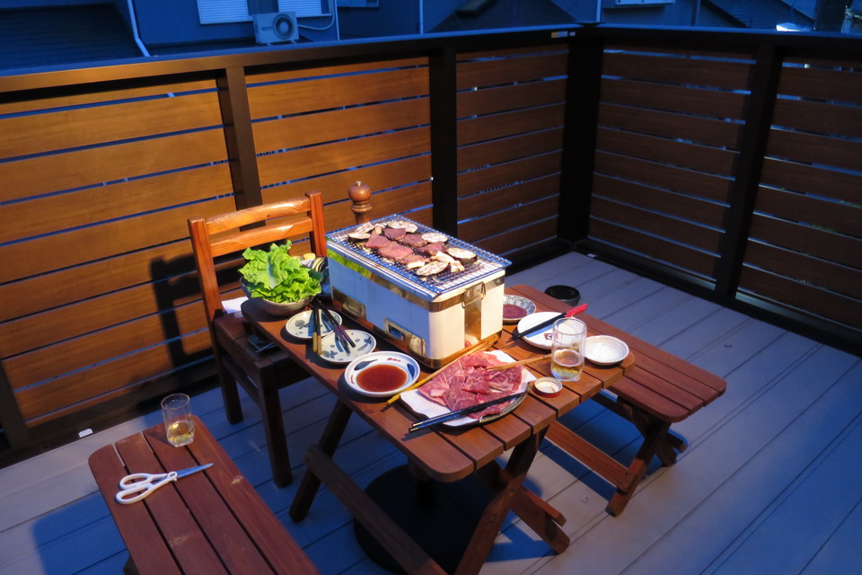 春の陽気に誘われて。庭で七輪焼肉と野球観戦つれづれサボテン