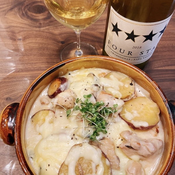 白だしだけで！さつまいもと鶏肉のコクうま煮 - macaroni