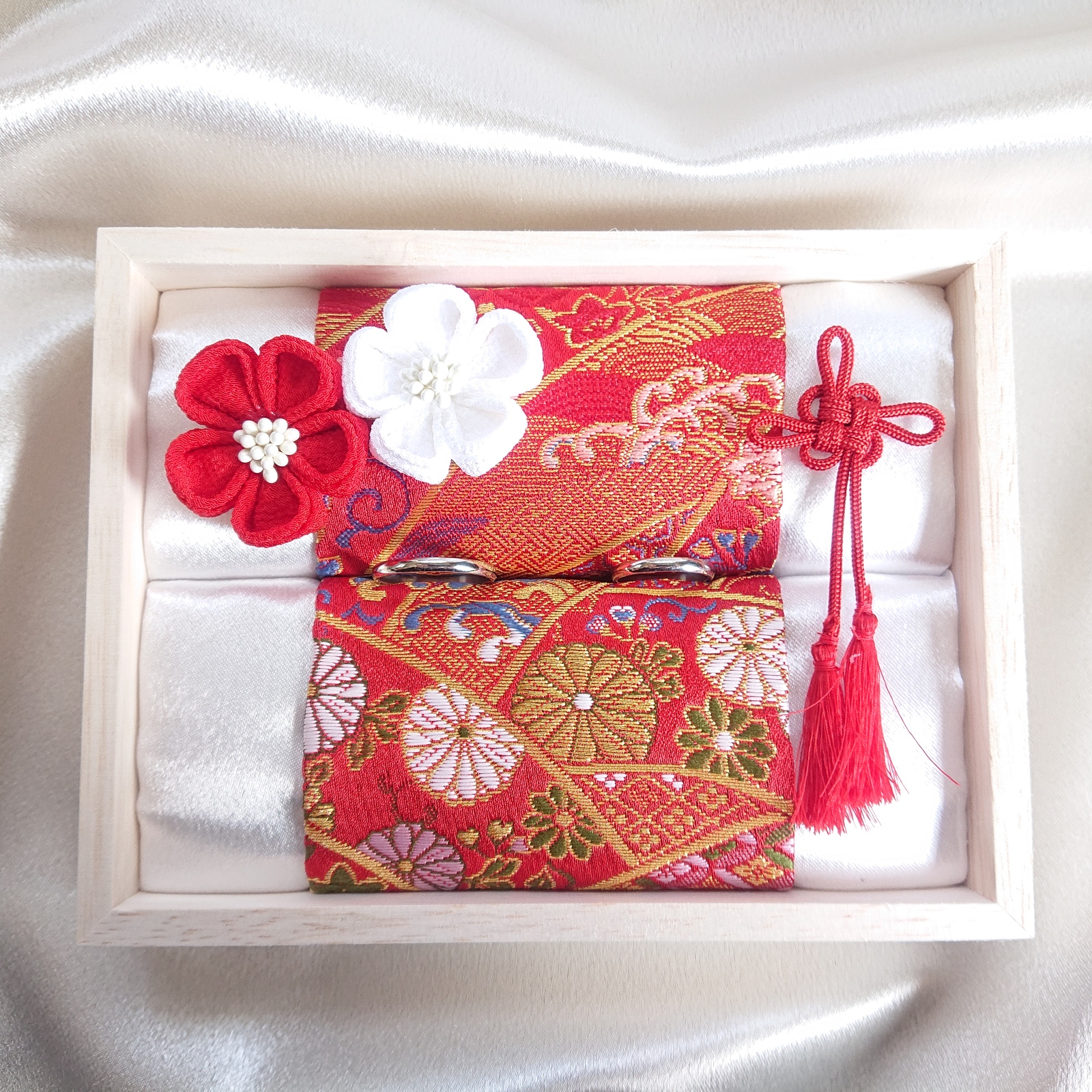 和風リングピロー 菊友禅 完成品 桐箱入り 和婚 和装 神前式 指輪 マリッジリング ブライダルリング : ブライダルインナー ハグ - 通販 -Yahoo!ショッピング
