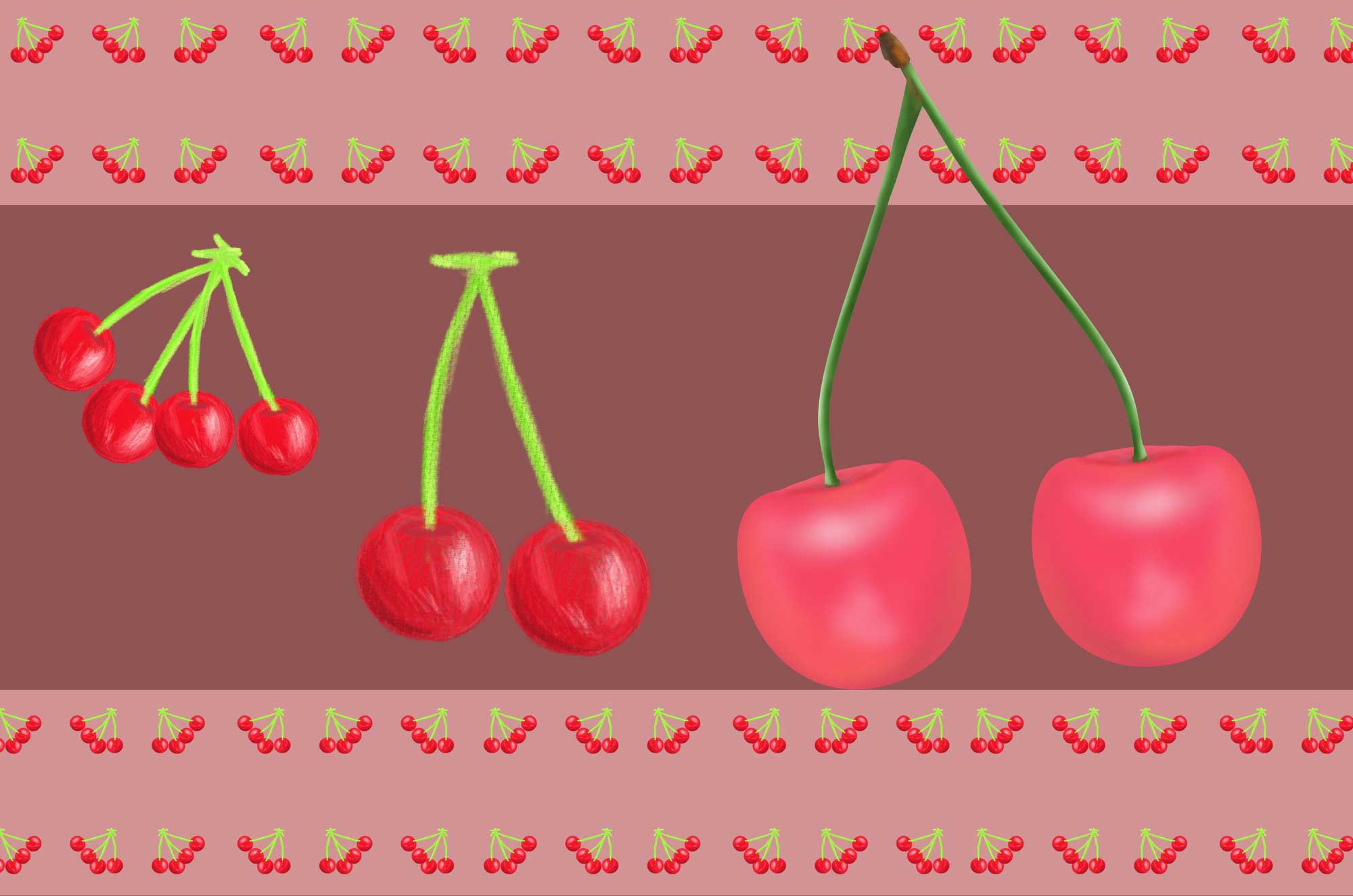 3枚セット「さくらんぼ」水彩画イラストポストカード サクランボ 果物 フルーツ メッセージカード ポストカード marron125 通販11356660Creema クリーマ