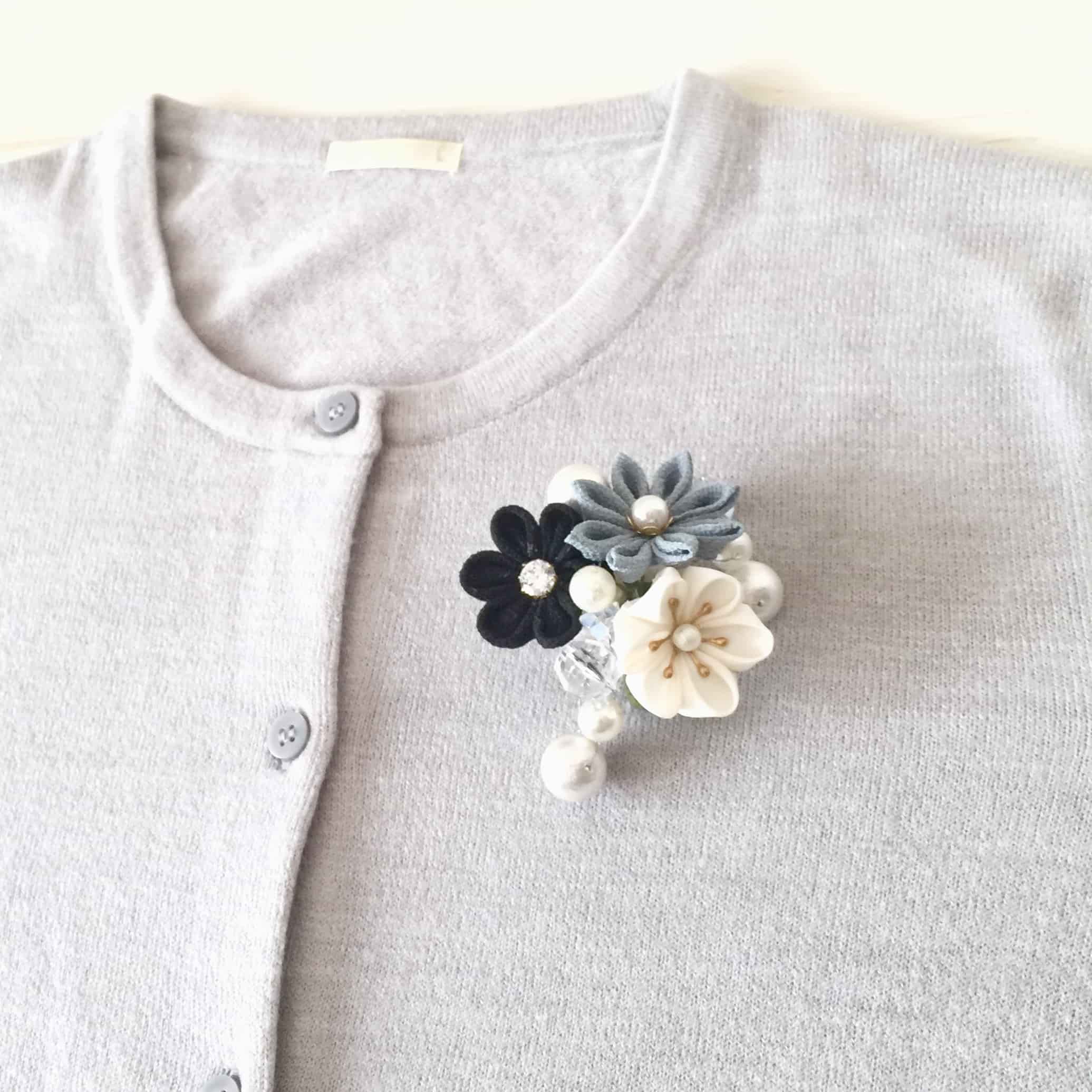 つまみ細工キット・花しごと3 コサージュクリップ 二重剣つまみ生地 和柄 和布 ちりめん手芸通販布がたり