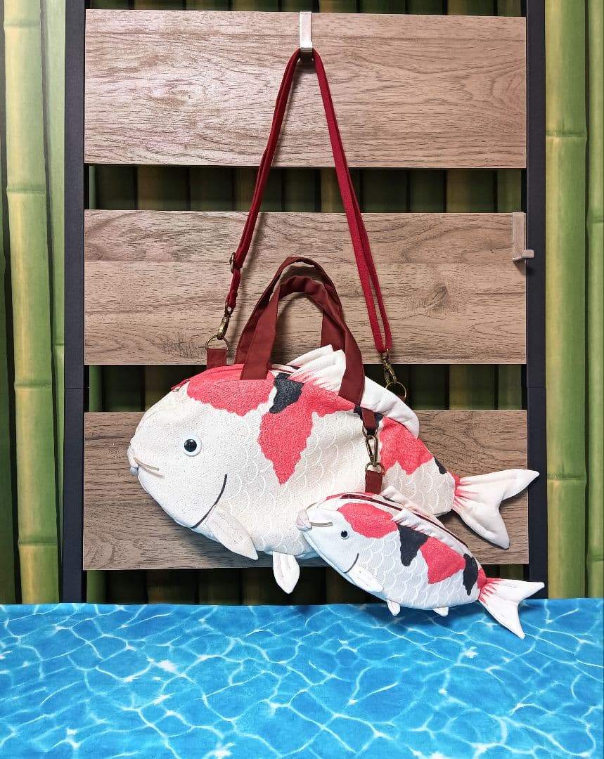魚 巾着 ポーチ カツオ ハンドメイド デニム 斜め掛け対応 さかな 『スジイシモチくん』浴衣とデニムのお魚ショルダーバッグ サコッシュショルダーバッグ imari handmade works 通販 14356770Creema クリーマ