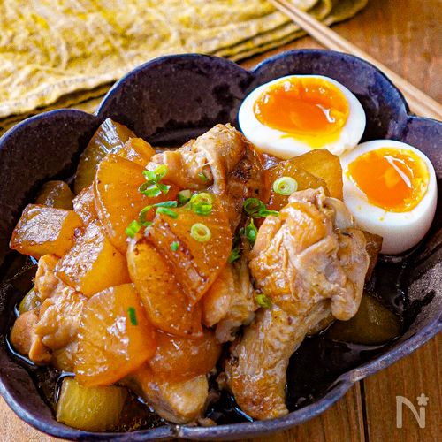 手羽中と大根と卵の煮物の夕飯ぽんレシピ