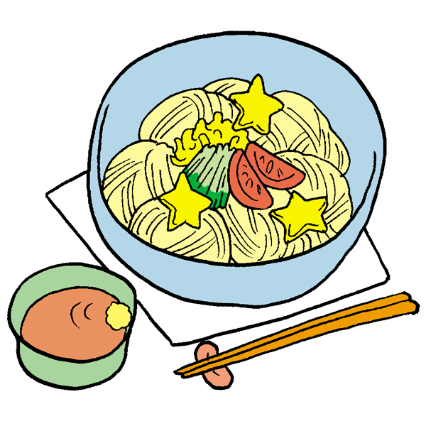 そうめんの無料イラスト - 冷たい・暖かい麺の食べ物 - チコデザ