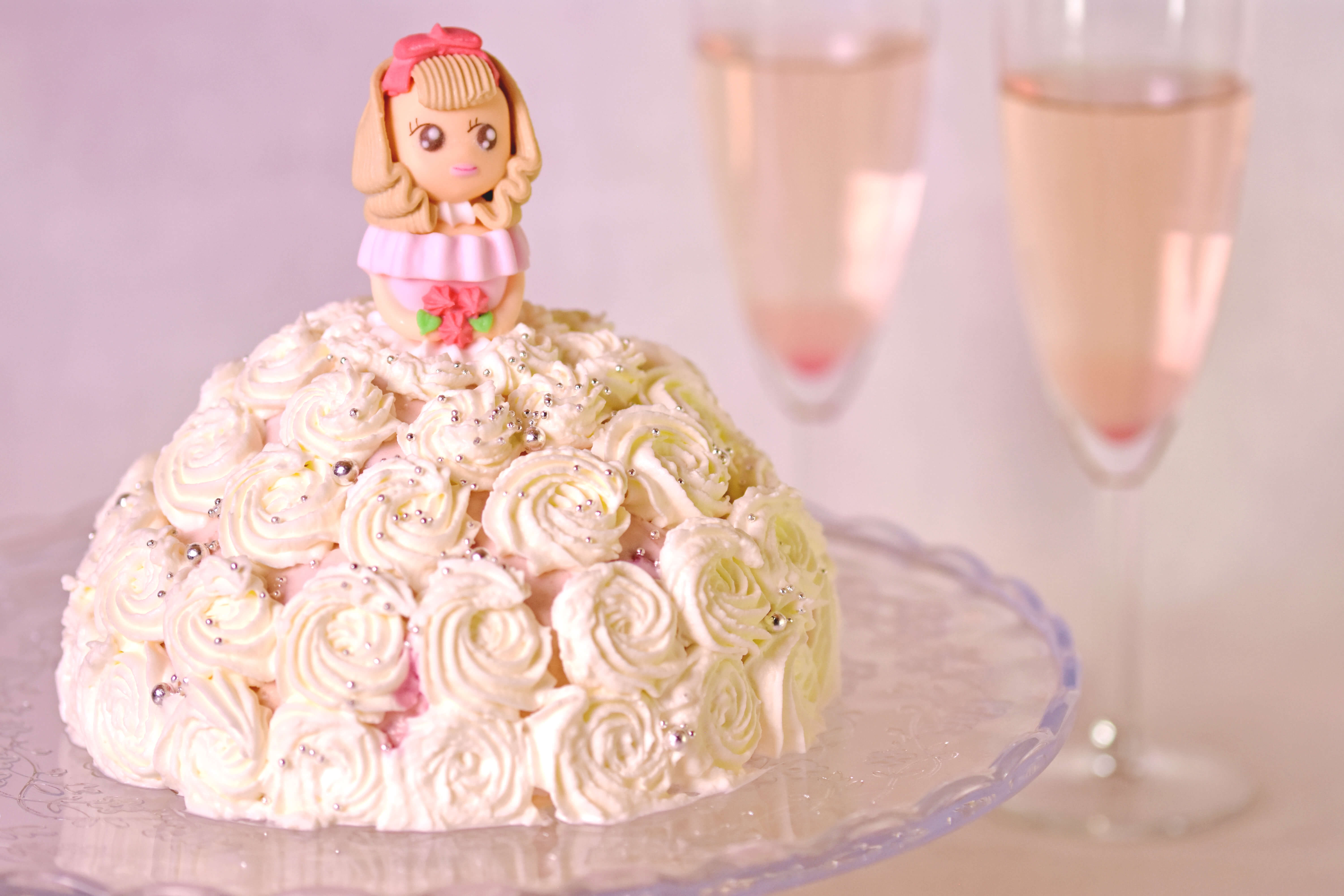 豪華♡プリンセスドールケーキ風ドームケーキレッスン開催しました♪Vivi Decor福岡・太宰府アイシングクッキー・デコレーションケーキ ・フラワーケーキ・リボン教室