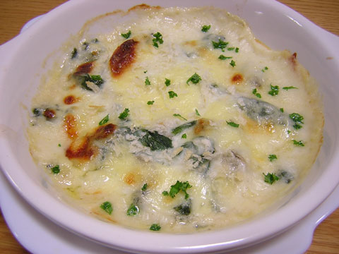 かきとほうれん草のグラタン