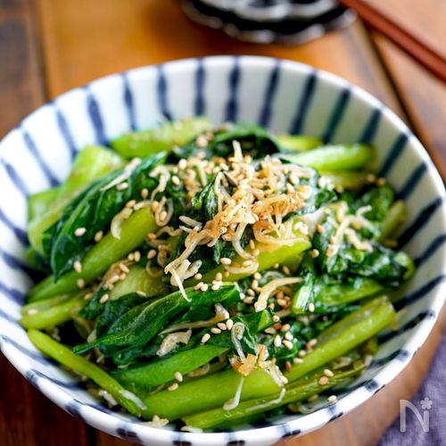 小松菜とじゃこのごま油炒め あと1品に♪パパッと副菜♪