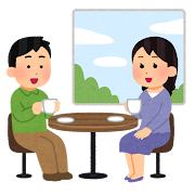 カフェでコーヒーを飲む男性のイラスト無料のフリー素材 イラストエイト