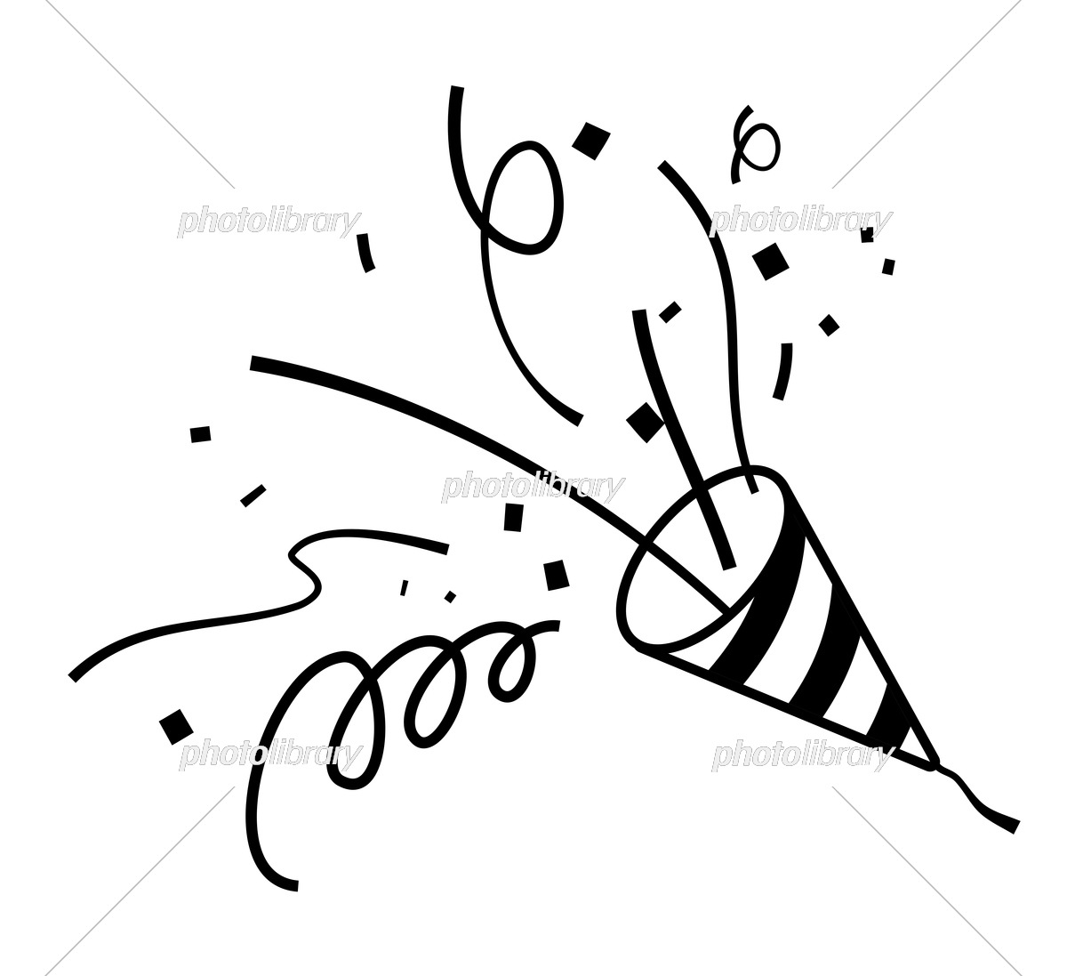 紙吹雪とクラッカーの背景フレーム素材：イラスト無料