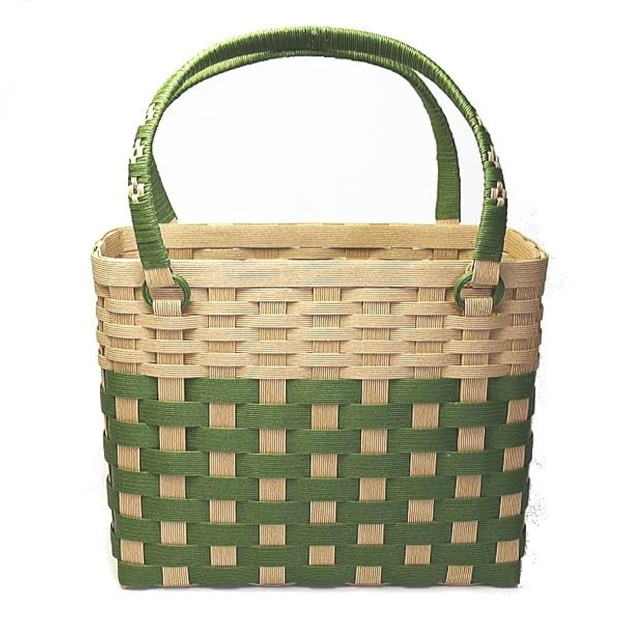 Amazon.co.jp: かごバッグ 手作りキット クラフトバンド レシピ付きセット 簡単 初心者 手芸用紙バンドで編む おしゃれなかご作れるセットチェック柄 紙バンド キット お買い物籠 柿渋 朱色 赤とベージュのツートンカラー柿渋 クラフト模様入りカゴバッグ 作り方説明