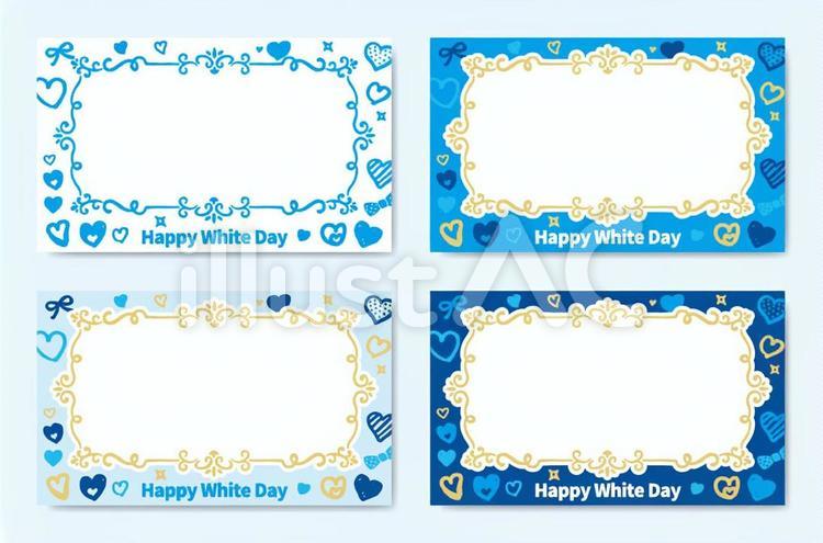 ハートとレース模様のホワイトデーのメッセージカードさきちん絵葉書