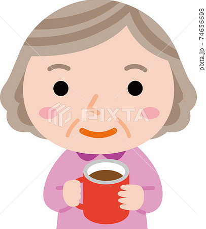 コーヒーを飲みながら会話する男女二人イラスト