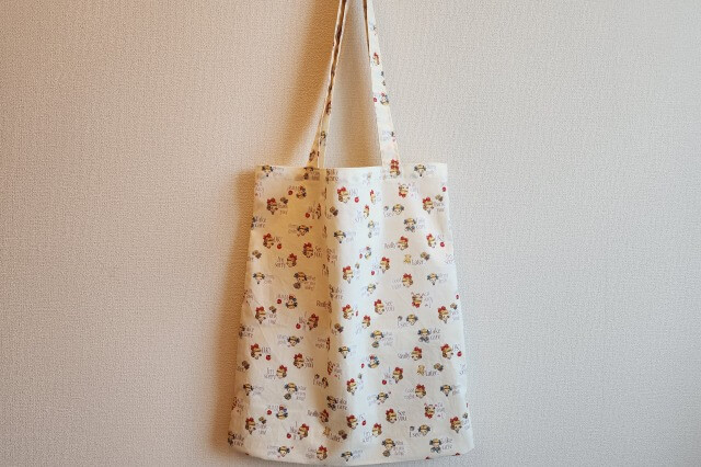 簡単!変わった作り方の横マチエコバッグ 裏布付き