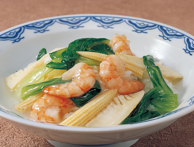 ベビーホタテとチンゲン菜の塩炒めサンシャイン