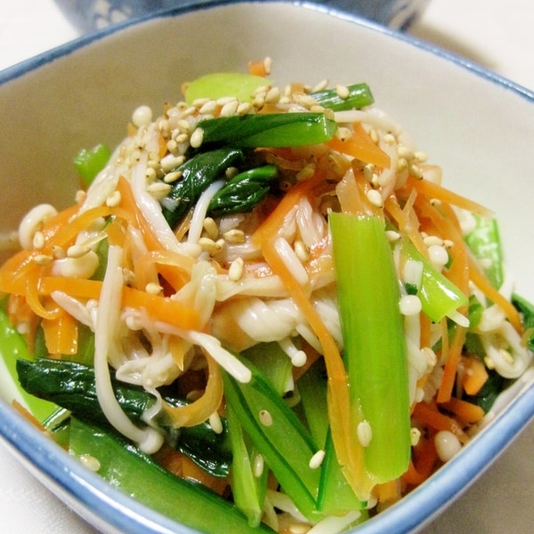 レンジで簡単！あと一品『小松菜とえのきの塩昆布おかか和え』料理家神田えり子のおばんざい食堂