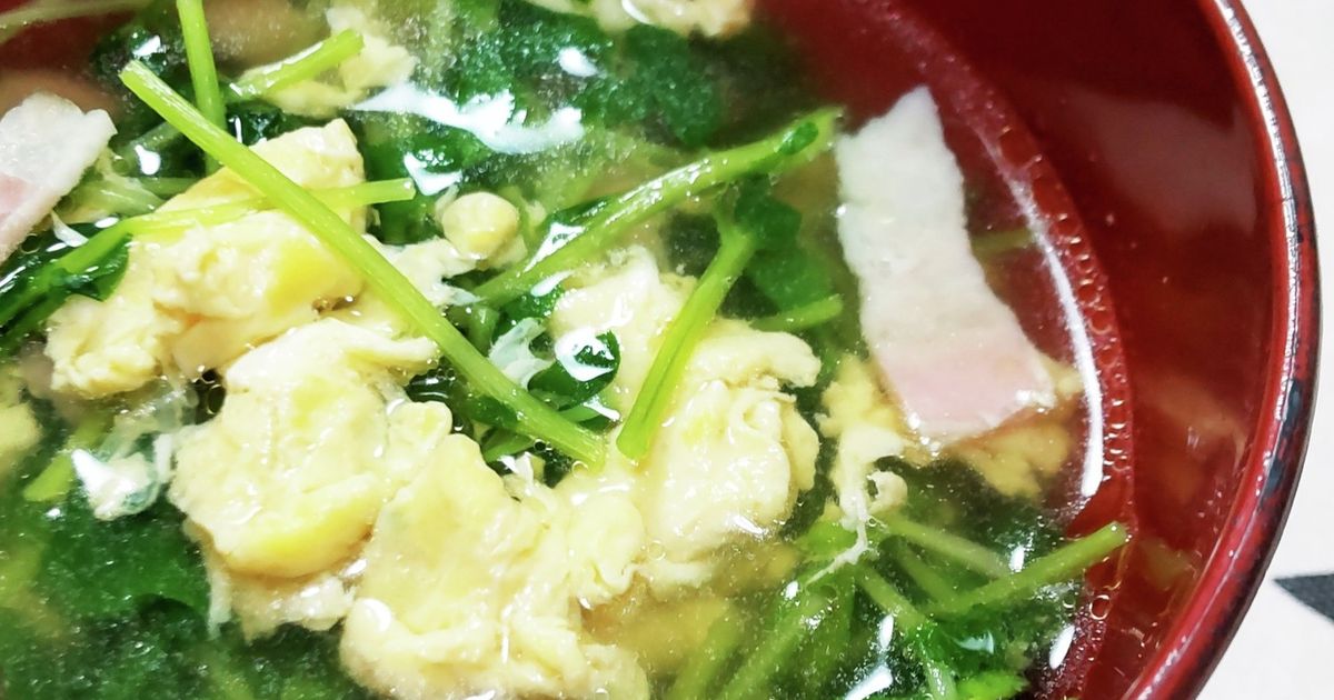 もやしと豆苗の中華風ふわふわ卵スープ by ＊nob＊クックパッド簡単おいしいみんなのレシピが392万品