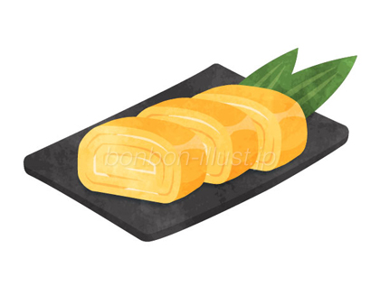 卵焼きイラスト：白だし人気：だし巻き卵簡単レシピ無料イラスト素材 ボンボンイラスト