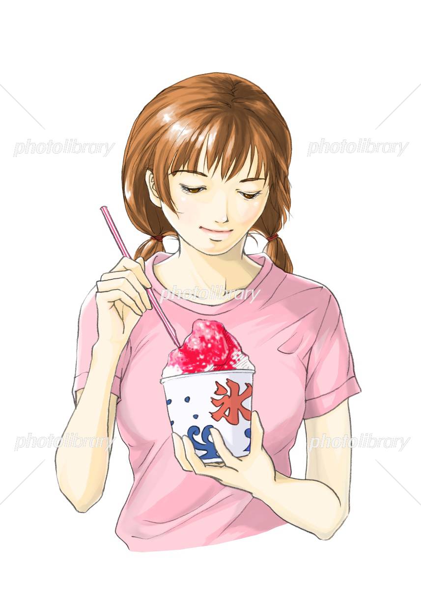 かき氷を食べる女の子の無料イラストフリーイラスト素材集 ジャパクリップ
