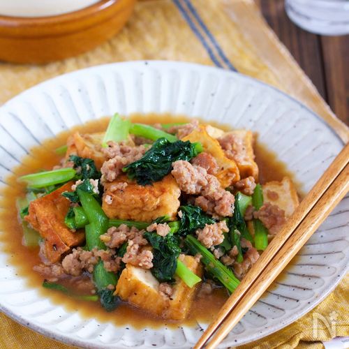 豚こまと厚揚げと小松菜のあんかけレシピ
