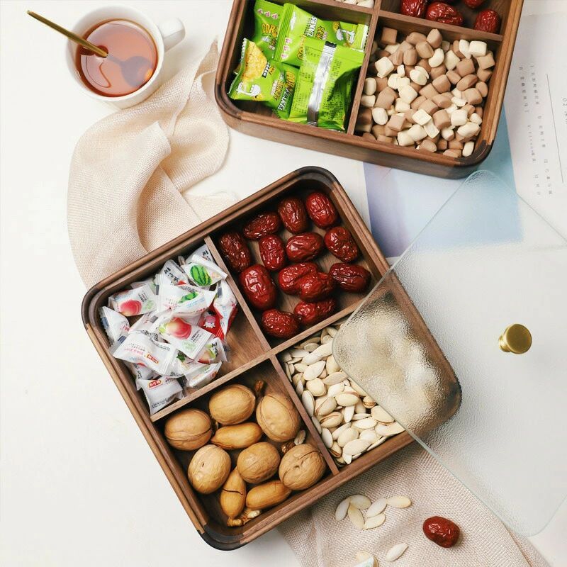 AmazonJshigogo お菓子入れ 菓子器 お菓子ケース お菓子収納ボックス 360度回転 蓋付き 仕切り付き 保存容器 キャンディボックスおしゃれ 北欧 茶道 和室 来客 料亭 旅館 和食器 飲食店 業務用透明,1段 トレイ・盆 オンライン通販