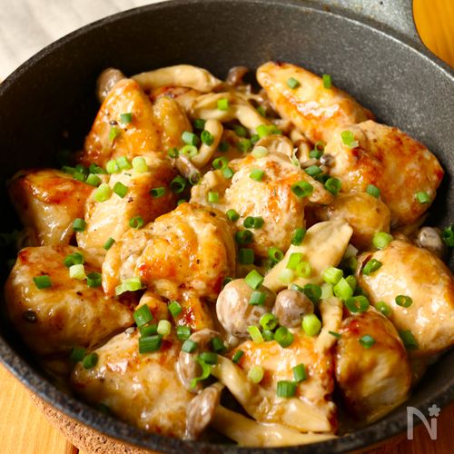 ワンパン10分！鶏むね肉ときのこのマヨマスタード炒め
